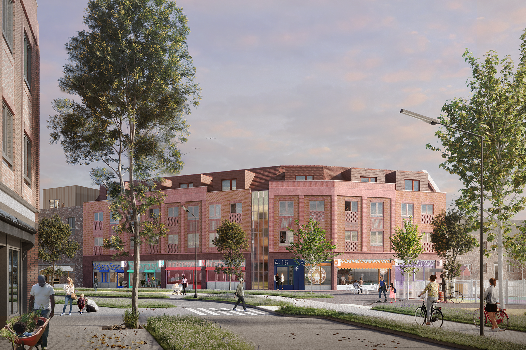 design exterior red brick design of apartment blocks for Filwood Broadway 4-16